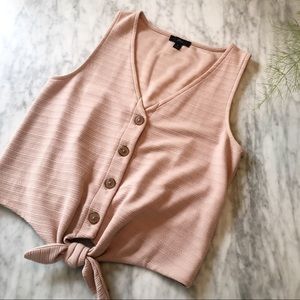 J.Crew Tie-Front Tank Top in Beige Stone